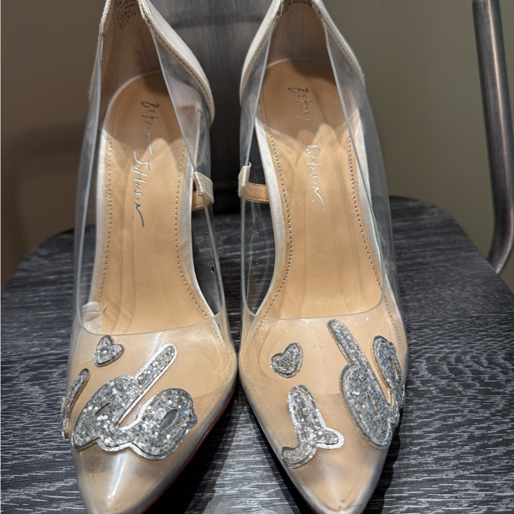 Betsey Johnson I Do  Clear Silver Heels - Picture 2 of 15